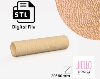 Leather Texture Roller Digital STL File 3D Printing, Polymer Clay - 20x80mm