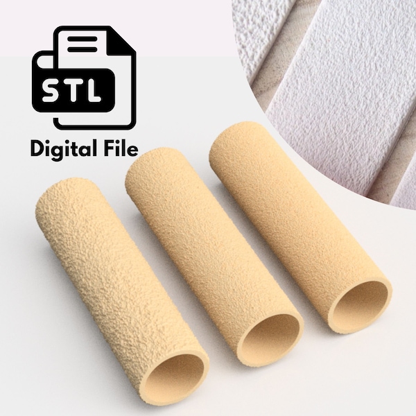 Sandpaper Fine, Medium and Strong Texture, Digital STL File, Polymer Clay Texture Roller, Clay Tools