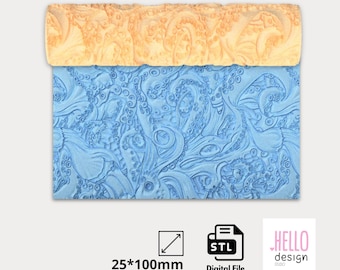 Textuurroller Octopustentakel: digitaal STL-bestand voor 3D-printen en polymeerklei