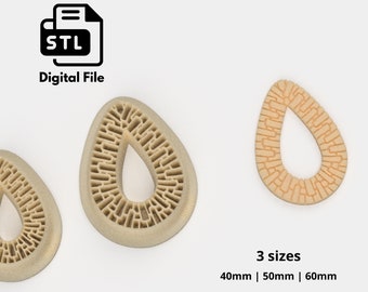 Rattan Drop Cutters Cutter, 3 verschillende maten digitaal STL-bestand, polymeerklei textuurroller, Clay Tools