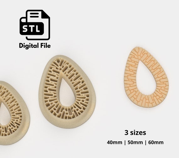 Rattan Drop Cutters Cutter , 3 diferent sizes  Digital STL File, Polymer Clay Texture Roller, Clay Tools