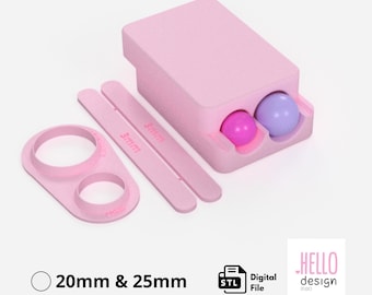 Clay Bead Roller 20mm & 25mm with Measure Tool  (3D Print Digital File)