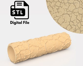 Rodillo de textura de pared agrietada Archivo STL digital Impresión 3D, Arcilla polimérica