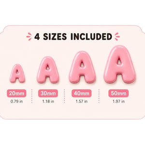 Bubble Uppercase Letter Cutter STL | Printable Polymer Clay Alphabet | 3D Print Files | 4 Sizes image 2