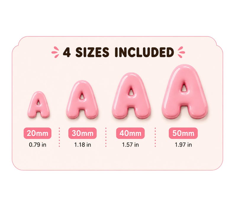 Bubble Uppercase Letter Cutter STL | Printable Polymer Clay Alphabet | 3D Print Files | 4 Sizes image 2