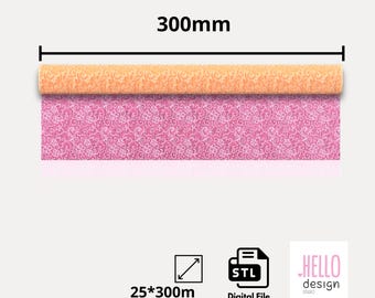 Textuurroller kant, XXL-formaat, Digitaal STL-bestand 3D-printen, polymeerklei: 27 x 300 mm