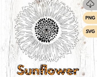 Spring Sunflower SVG, PNG, Flower SVG, Clipart, Laser Cut File, Cricut, Silhouette, Cameo - Instant Download