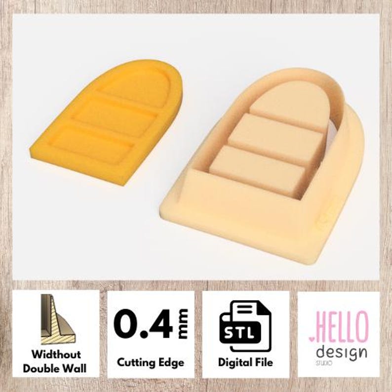Puede incluir: Dos insertos de tal&oacute;n de zapato impresos en 3D, uno amarillo y otro beige. El inserto amarillo tiene tres crestas horizontales. El inserto beige tiene tres crestas horizontales y una parte superior redondeada. El inserto beige est&aacute; etiquetado como "0,4 mm Cutting Edge".