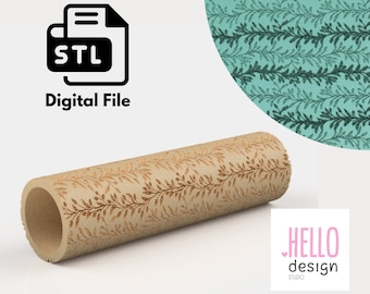 Textuurroller lange bladeren Digitaal STL-bestand 3D-printen, polymeerklei