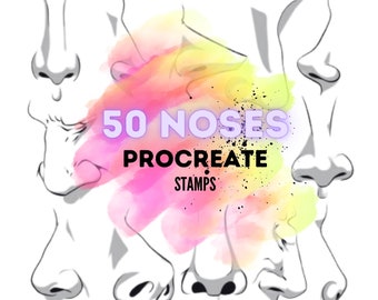 50 Procreate Nose Stamps, Procreate Brushes, Illustrations Brush, Procreate Templates