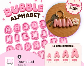 Bubble Uppercase Letter Cutter STL | Printable Polymer Clay Alphabet | 3D Print Files | 4 Sizes
