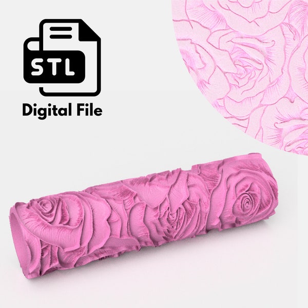 Impression 3D de fichier numérique STL au rouleau à texture de fleurs de roses, pâte polymère