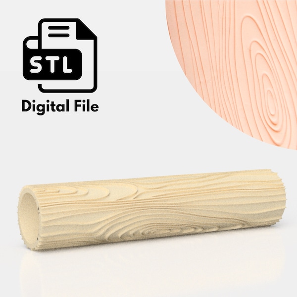 Wood Texture Roller Digital STL File 3D Printing, Polymer Clay