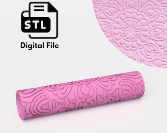Rullo con texture floreale marocchina, stampa 3D di file STL digitale, argilla polimerica