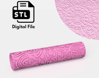 Floral Moroccan Texture Roller, Digital STL File 3D Printing, Polymer Clay