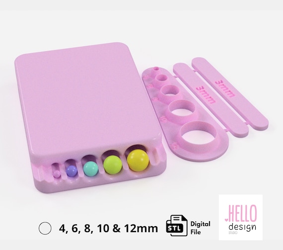 Clay Bead Roller 4mm - 12mm with Measure Tool  (3D Print Digital File)