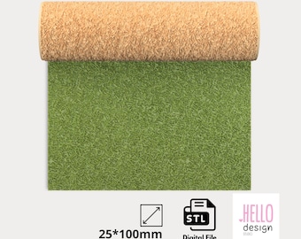 Grastextuurroller - Digitaal STL-bestand voor 3D-printen en polymeerklei - stijl 1