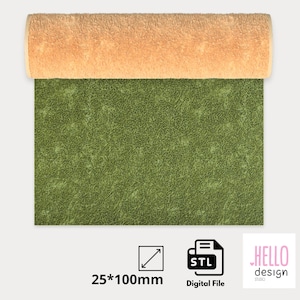May include: A rolled-up green and tan textured mat. The mat is 25mm x 100mm. The image also includes the text "STL Digital File" and the "HELLO design studio" logo.