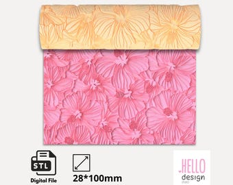 Hibiscus Flower Texture Roller Digital STL File 3D Printing, Polymer Clay