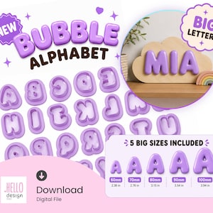 Big Bubble Uppercase Letter Cutter STL | Large  Cutters for Polymer Clay | XL Clay Alphabet | 3D Print Files | 5 Sizes