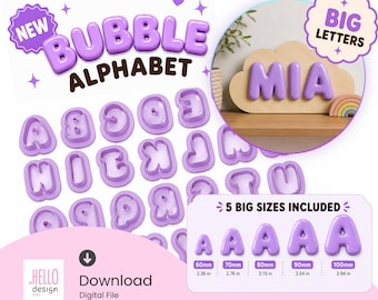 Big Bubble Uppercase Letter Cutter STL | Large  Cutters for Polymer Clay | XL Clay Alphabet | 3D Print Files | 5 Sizes