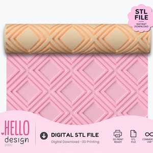 Diamond Texture Roller STL File, Clay Roller 3D Print  (Digital Download)