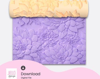 Rodillo de textura de flor de dalia, archivo STL digital, impresión 3D, arcilla polimérica