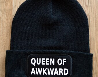 Queen of awkward beanie hat - funny beanie - funny hat