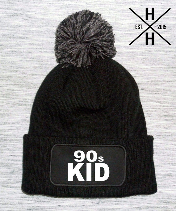 kids black bobble hat