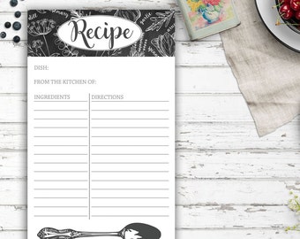 Recipe Notepad, Chalkboard, Herbs, Vintage Inspired, Farmhouse Kitchen