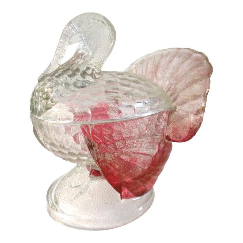 Depression Glass Turkey Lidded Serving Bowl