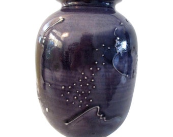 Ink Blue Japanese Inspired Studio Art Pottery Vase