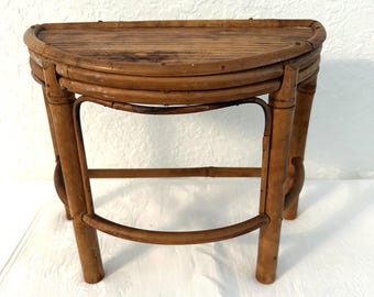 1970s Bamboo Half Moon Plant Stand
