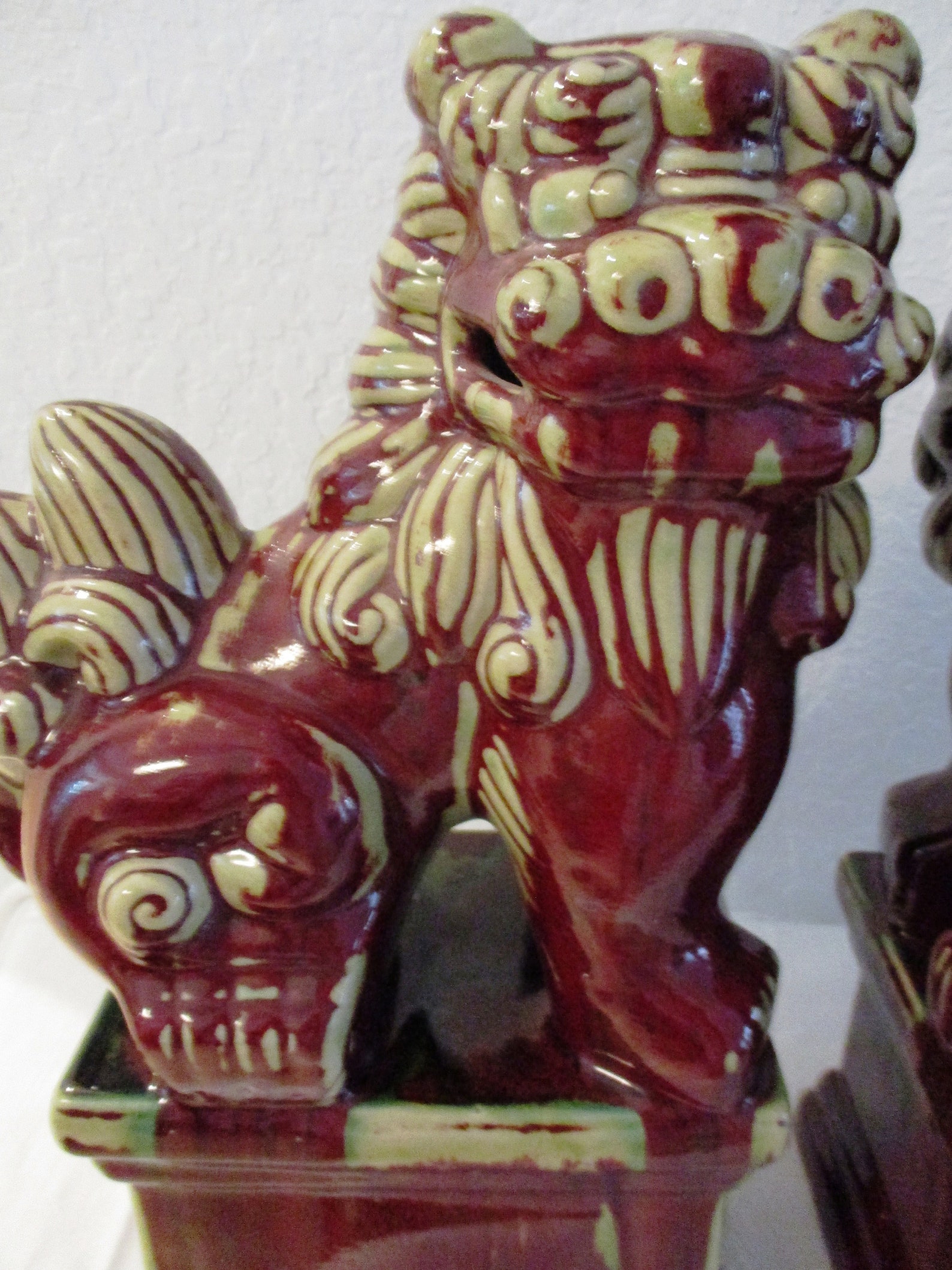 Large Bombay Drip Glaze Ceramic Foo Dogs a Pair Etsy
