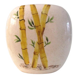 Mid-Century Hand-Painted Bamboo Design Vase