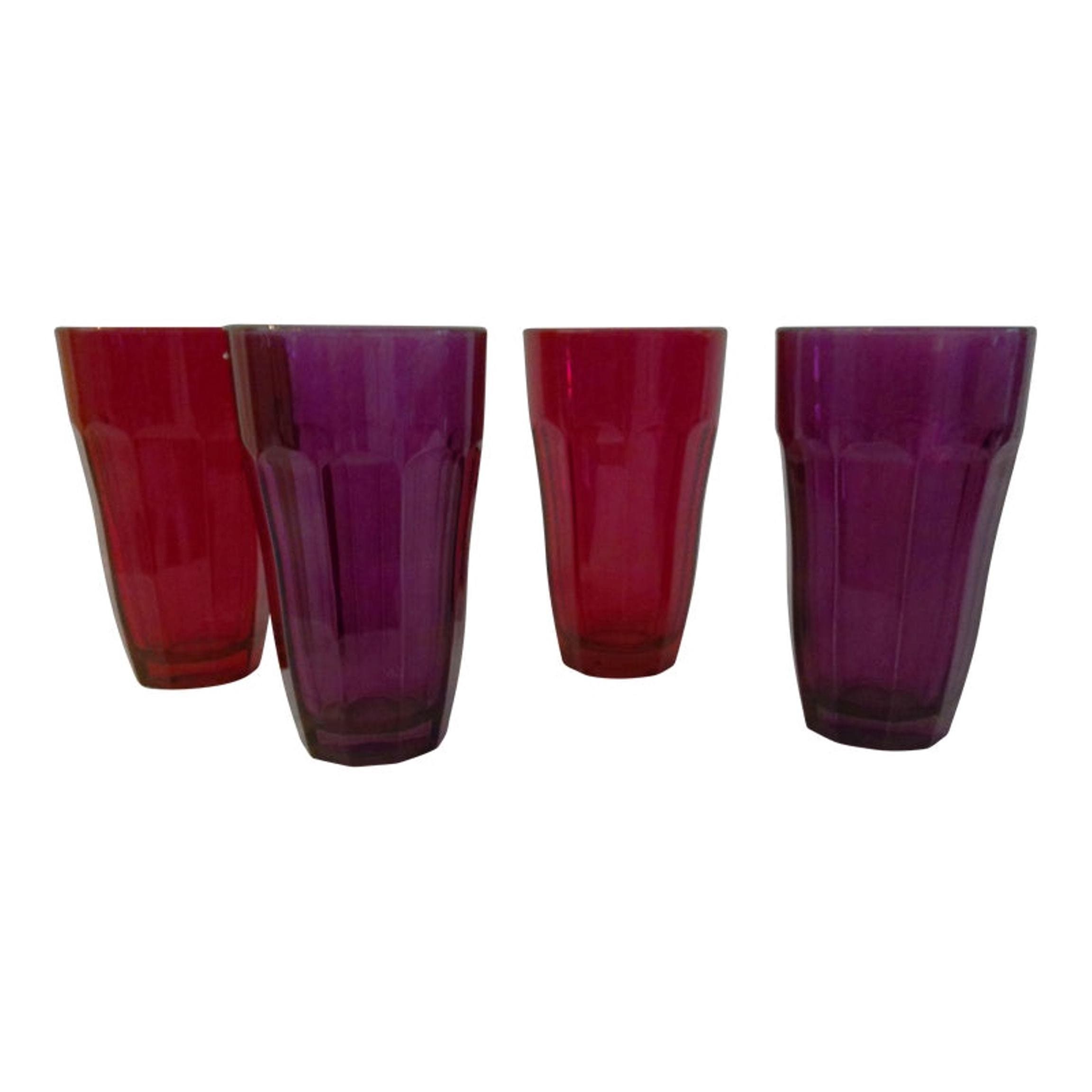 Circleware Gem Jewel Tones Glassware Ribbed 8 Oz Drinking Glasses Set of 4  