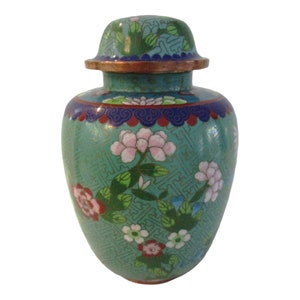 Mid-Century Brass and Enamel Chinese Cloisonne Ginger Jar