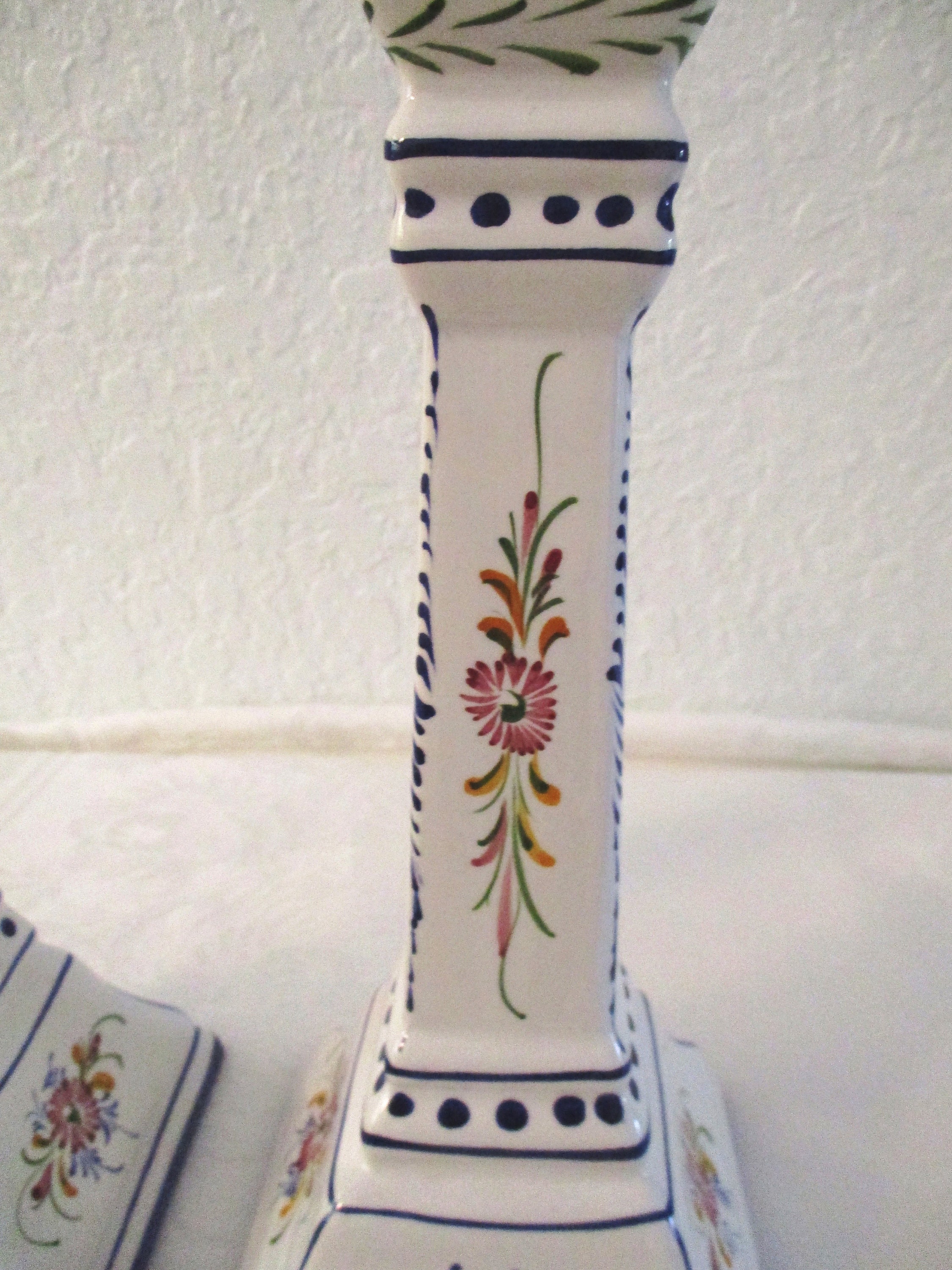 Portuguese Pottery Floral Candle Holders Pair Etsy