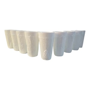 Mid-Century Harvest Grape Milk Glass Tumblers, S/9