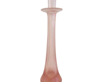 Large Mid-Century Cenedese Scavo Murano Pink Frosted Glass Candle Holder