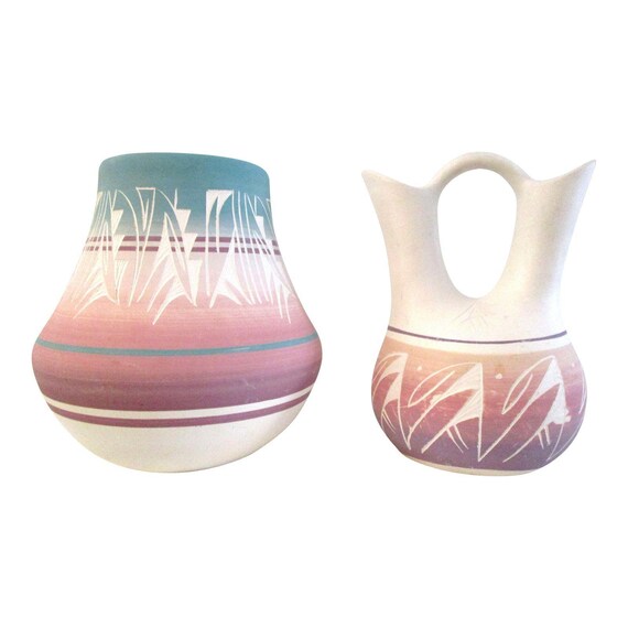 Southwestern Navajo Pottery Vases Pair Etsy
