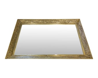 Vintage Gold Tone Scroll Mirrored Vanity Tray