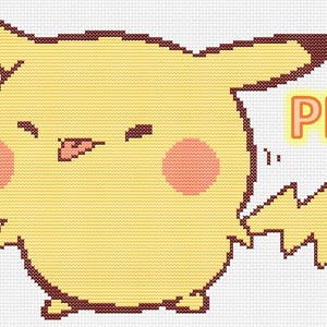 14 CT Pikachu Funny Face Cross Stitch Pattern