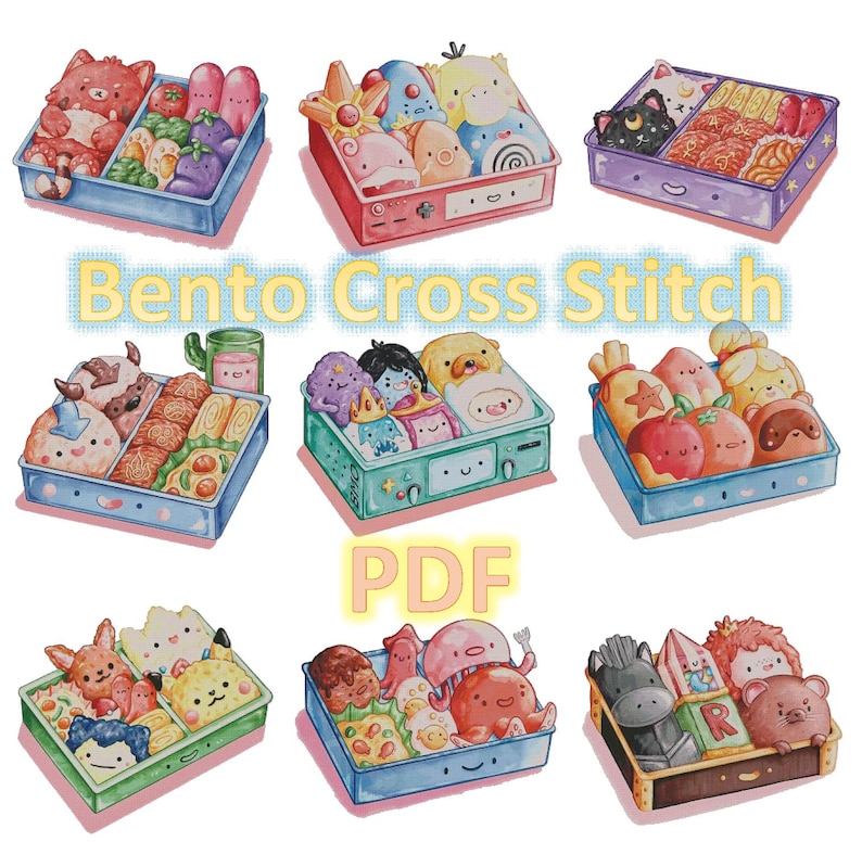 14 CT Bento 9 Design Cross Stitch Pattern - Etsy