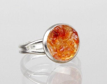 Silver Adjustable Ring, Citrine Gemstone Ring, Small and Simple Gifts, Silver Band