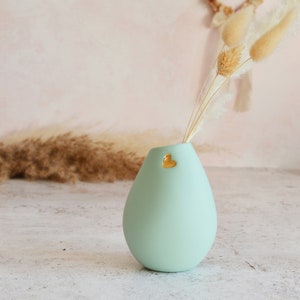 Pastel Mint Bud Vase with a Gold Embossed Heart, Ceramic Pastel Bud Vase, Small Vase with a Gold Heart, Porcelain Bud Vase, Pastel Bud Vase image 7