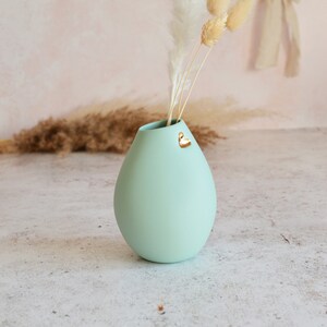 Pastel Mint Bud Vase with a Gold Embossed Heart, Ceramic Pastel Bud Vase, Small Vase with a Gold Heart, Porcelain Bud Vase, Pastel Bud Vase image 6