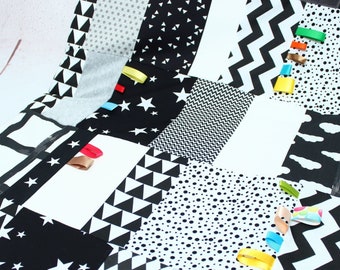 Montessori Play mat, Baby Patchwork Quilt Playmat, Black and White nursery, Baby gym, Scandinavian baby, Montessori practical life