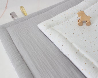 Tappetino da gioco per bambini in mussola - Tappetino da gioco in cotone Oeko-Tex - Decorazione della cameretta dei bambini - Bianco, Verde acqua, Montessori baby, Materasso da pavimento