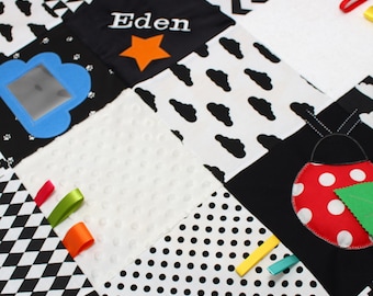 Montessori Play Mat, Baby play rug, Padded Baby Playmat, Tummy time, Patchwork baby mat, Montessori Nursery, Baby Sensory Blanket padded